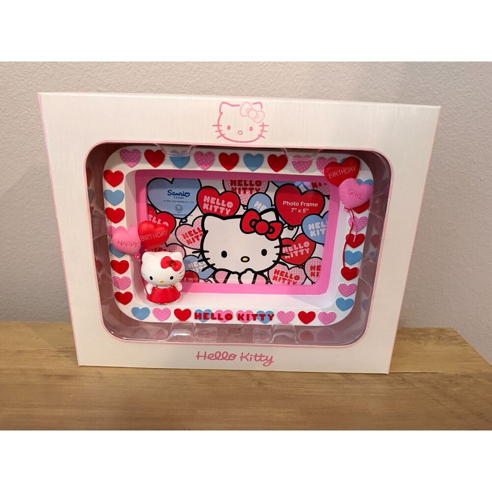 Sanrio Hello Kitty Photo Frame Birthday Girl 7"X5" Ceramic Heavy RARE